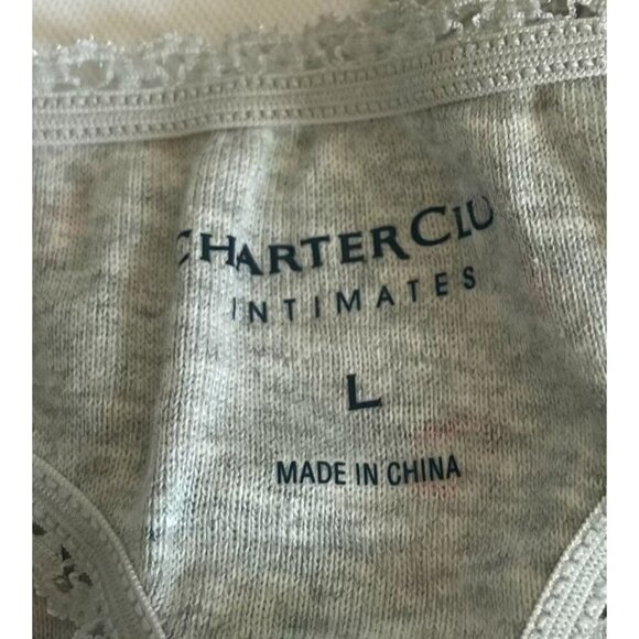 Charter Club Intimates Ladie's Gray Floral Cotton Lace Thong Underwear Large NEW - Picture 4 of 7